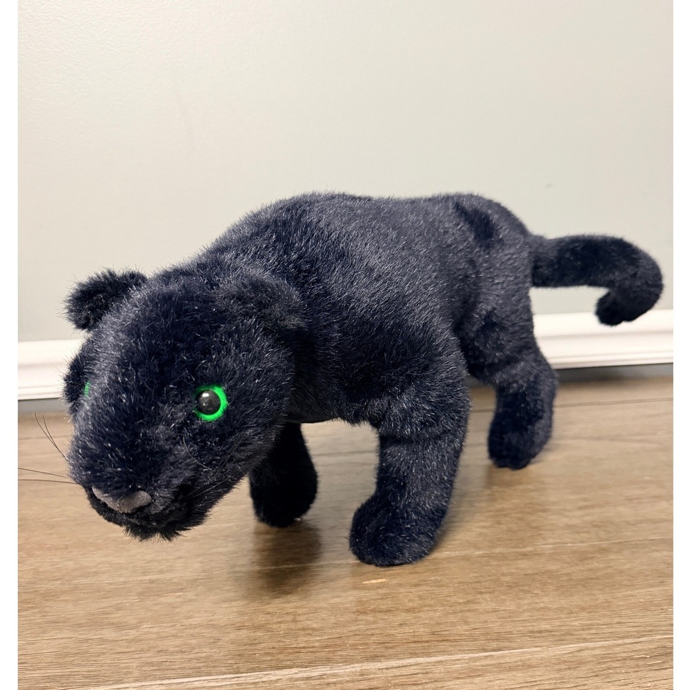 Black Panther‎ Plush Stuffed Animal Green Eyes Realistic Prowling